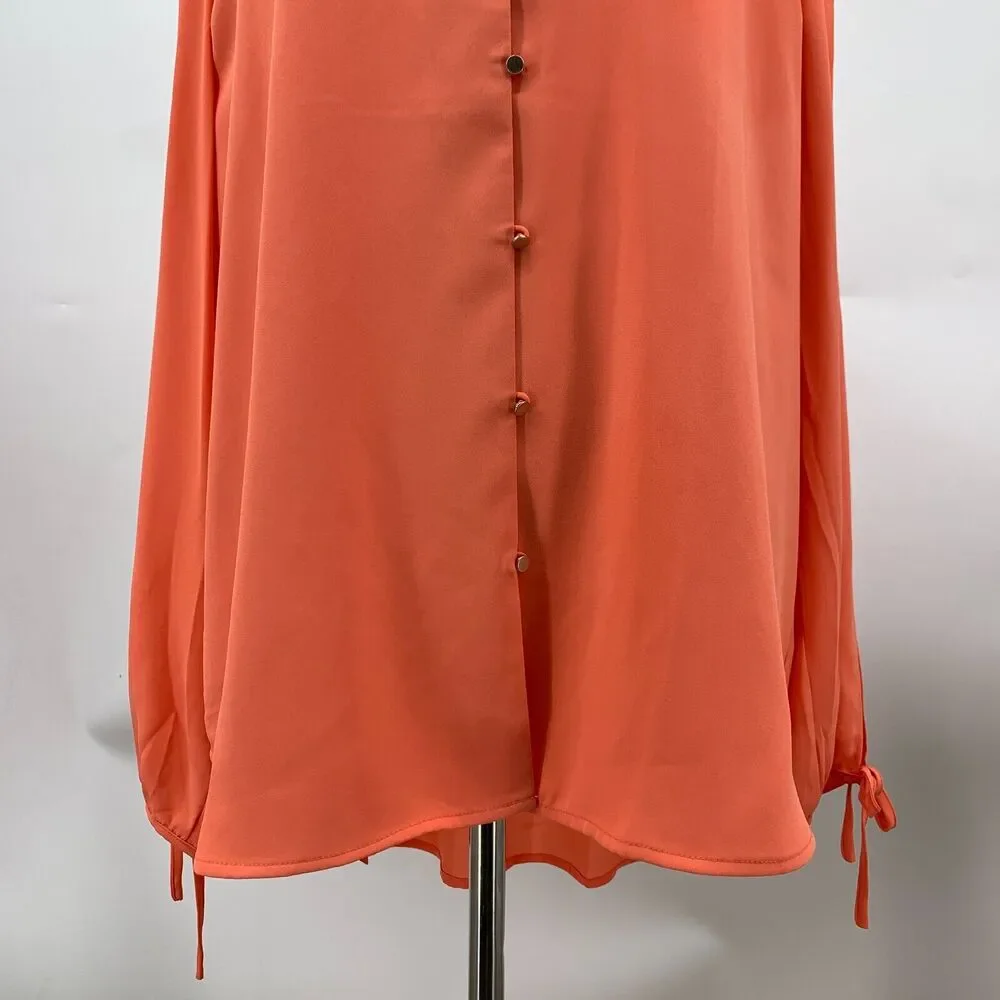 The Limited Collection Cutout Sleeve Womens XL Extra Large Coral Orange V Neck - Picture 4 of 13